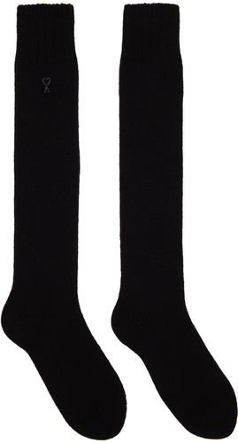 Chaussettes noires à logo Ami de cœur - AMI Alexandre Mattiussi - Modalova