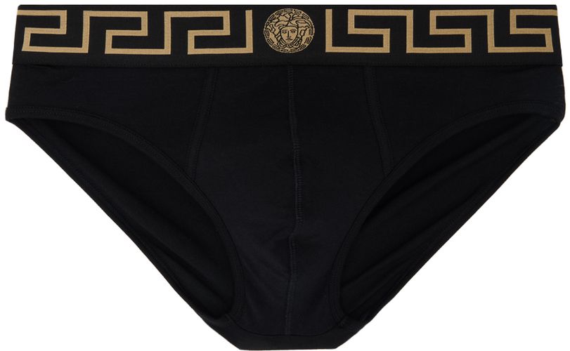 Slip noir à motif à clé grecque - Versace Underwear - Modalova