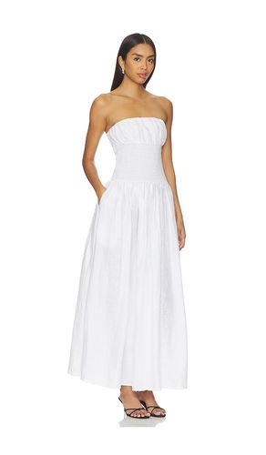 ROBE TUBE MAXI EN LIN UNI, TAILLE SMOCKÉE en . Taille L. Also en M, XL, XS - Susana Monaco - Modalova