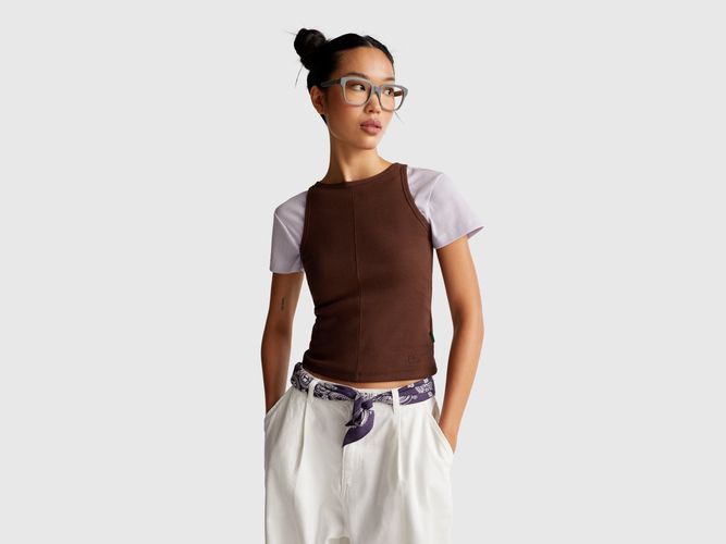 Benetton, Débardeur En Mélange Extensible De Coton Et De Modal, taille OS, Marron Foncé - United Colors of Benetton - Modalova