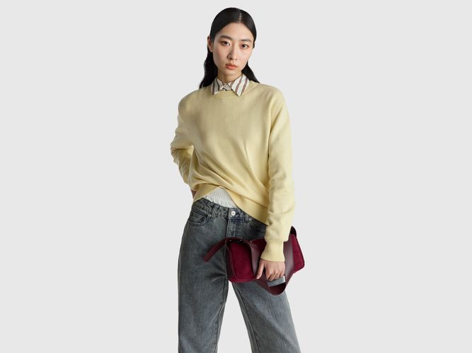 Benetton, Pull En Laine Et Cachemire Mélangés, Taille: M-L, Jaune - United Colors of Benetton - Modalova