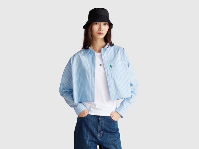 Benetton, Chemise Courte En Pur Coton, taille M-L, Bleu Ciel - United Colors of Benetton - Modalova