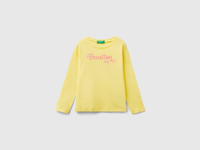 Benetton, T-shirt Manica Lunga Con Stampa Glitter, taglia 82, Giallo, Bambini - United Colors of Benetton - Modalova