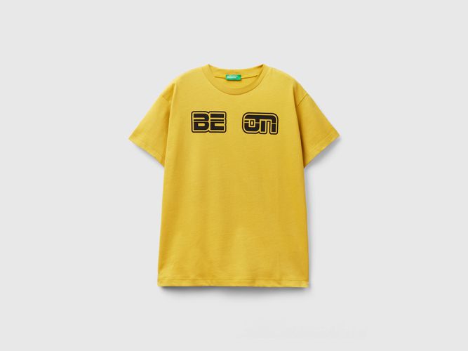 Benetton, T-shirt 100% Cotone Bio Con Logo, taglia 2XL, Senape, Bambini - United Colors of Benetton - Modalova