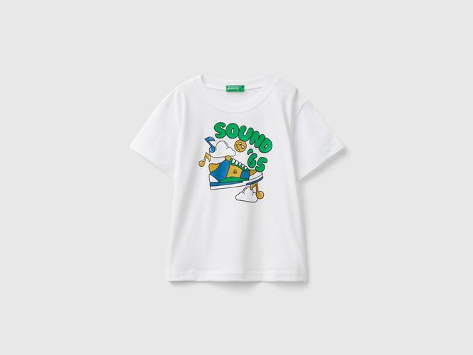Benetton, T-shirt Con Stampa In Rilievo, taglia 82, Bianco, Bambini - United Colors of Benetton - Modalova