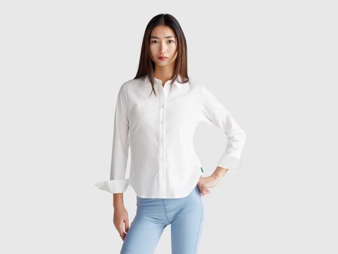 Benetton, Chemise Ajustée En Viscose Mélangée, taille M, Blanc - United Colors of Benetton - Modalova