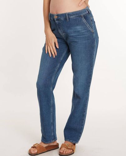 Jean De Grossesse Mom Fit Carrie Gris Mid Blue - Cache Coeur - Modalova