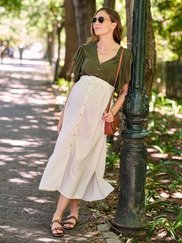 Blouse grossesse et allaitement avec lin kaki - Envie De Fraise - Modalova