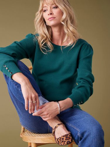 Pull maille fine détails boutons dorés sapin - Envie De Fraise - Modalova