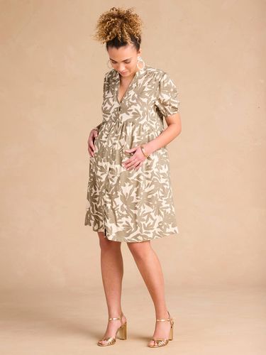 Robe courte de grossesse motifs fleurs kaki - Envie De Fraise - Modalova
