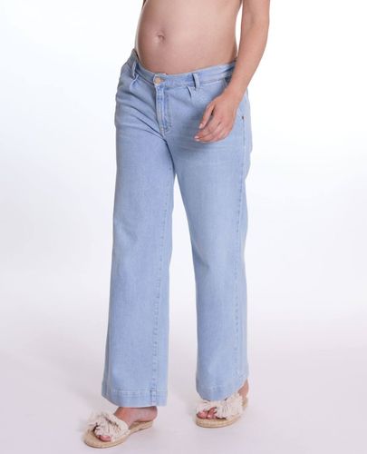 Jean De Grossesse Wide Leg Kelly Mid Light Blue - Cache Coeur - Modalova