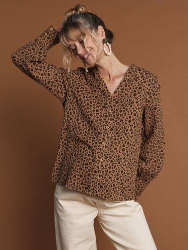 Blouse léopard en gaze de coton grossesse et allaitement écru - Envie De Fraise - Modalova