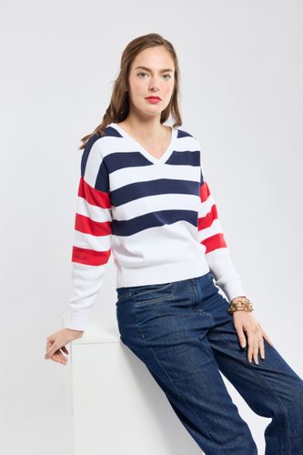 Pull rayé col V - coton - ARMOR LUX FR - Modalova
