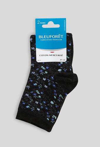 Lot de 2 paires de socquettes fantaisie en fil d'écosse Bleuforêt - BLEU FORET - Modalova