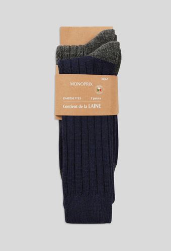 Lot de 2 paires de chaussettes à cotes en laine - MONOPRIX - Modalova