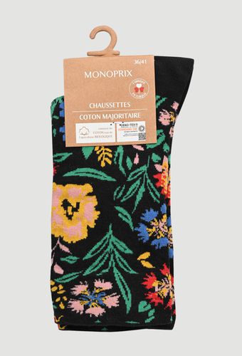 Paire de chaussettes fleuries en coton BIO - MONOPRIX FEMME - Modalova