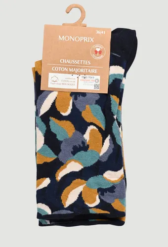 Paire de chaussettes fantaisie en coton - MONOPRIX FEMME - Modalova