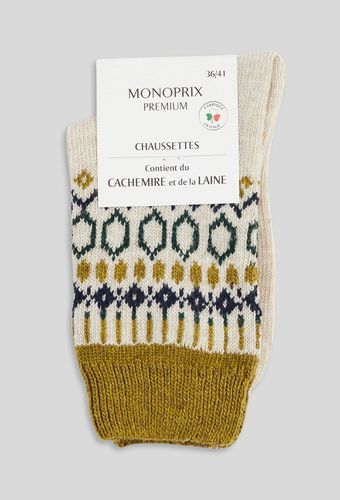 Paire de chaussettes à motif jacquard contenant du cachemire - MONOPRIX FEMME - Modalova