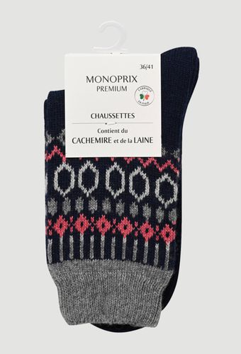 Paire de chaussettes à motif jacquard contenant du cachemire - MONOPRIX FEMME - Modalova