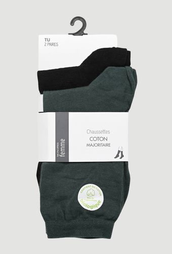 Lot de 2 paires de chaussettes en coton BIO - MONOPRIX FEMME - Modalova