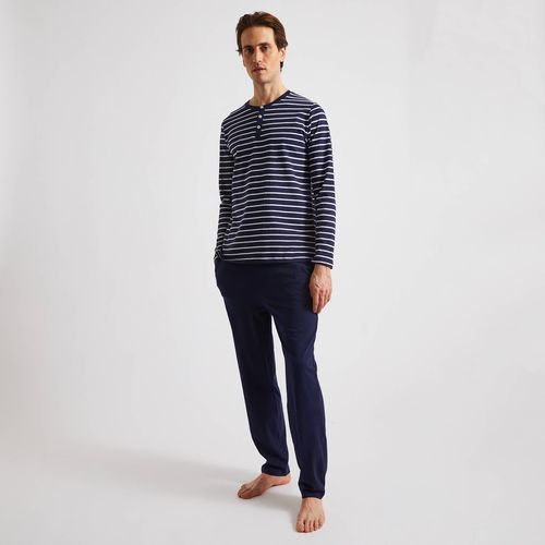 Pyjama manches courtes rayé et pantalon en jersey de coton, BIO - MONOPRIX - Modalova