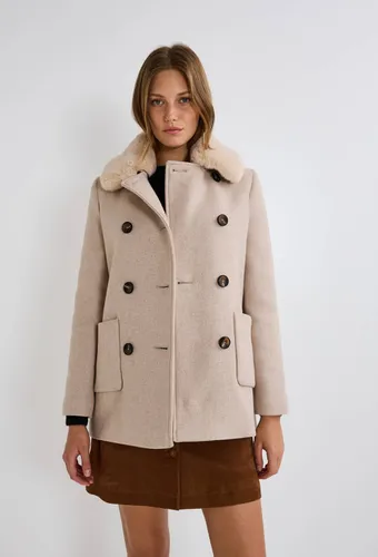 Manteau double boutonnage col amovible contenant de la laine - MONOPRIX PREMIUM - Modalova