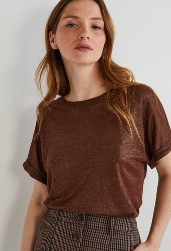 T-shirt manches à revers irisé en lin - MONOPRIX - Modalova
