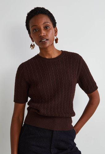 Pull col rond ajouré en coton, certifié OKEOTEX - MONOPRIX FEMME - Modalova