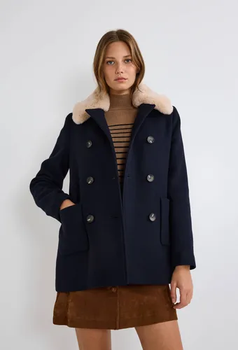 Manteau double boutonnage col amovible contenant de la laine - MONOPRIX PREMIUM - Modalova