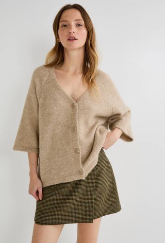Cardigan manches coudes boutonné contenant de l'alpaga - MONOPRIX - Modalova