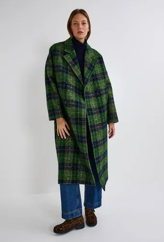 Manteau long à carreaux à double boutonnage contenant de la laine - MONOPRIX PREMIUM - Modalova