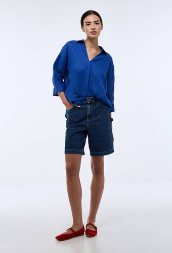 Blouse manches trois quarts unie en lin - MONOPRIX - Modalova