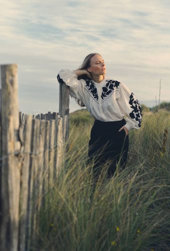 Blouse manches longues détails broderie en coton BIO GOTS - MONOPRIX - Modalova