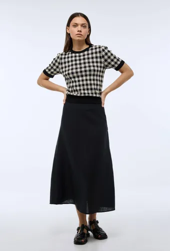 Jupe midi unie en lin - MONOPRIX FEMME - Modalova