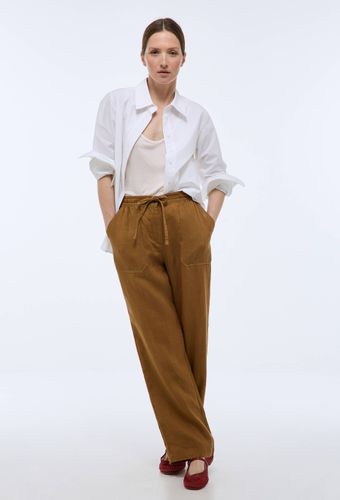 Pantalon taille semi-élastiquée uni en lin - MONOPRIX PREMIUM - Modalova