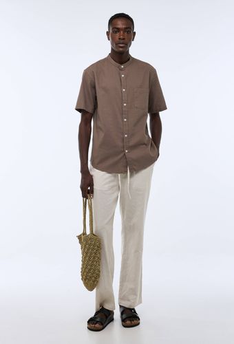 Chemise manches courtes col mao en lin - MONOPRIX - Modalova