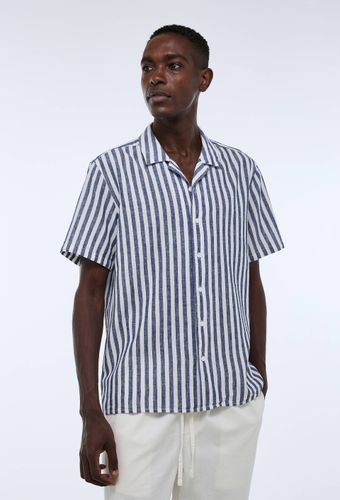 Chemise manches courtes rayée en lin et coton - MONOPRIX - Modalova