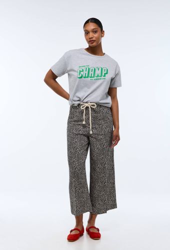 Pantalon large imprimé contenant du lin - MONOPRIX - Modalova