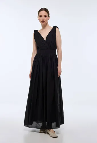 Robe longue cintrée unie contenant du coton - MONOPRIX - Modalova