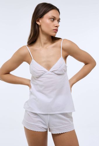 Caraco fines bretelles avec broderie anglaise en coton BIO GOTS - MONOPRIX - Modalova