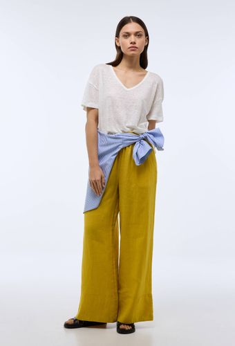 T-shirt col V uni en lin - MONOPRIX PREMIUM - Modalova