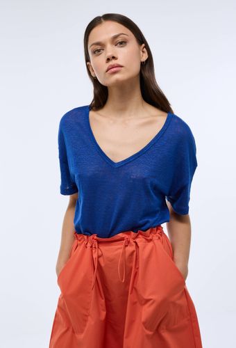 T-shirt col V uni en lin - MONOPRIX PREMIUM - Modalova
