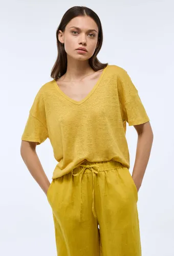 T-shirt col V uni en lin - MONOPRIX PREMIUM - Modalova