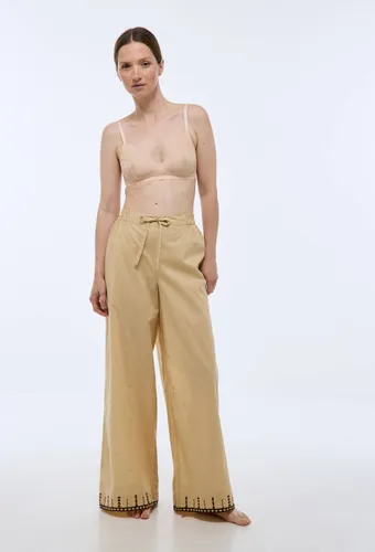 Pantalon uni brodé en coton - MONOPRIX - Modalova