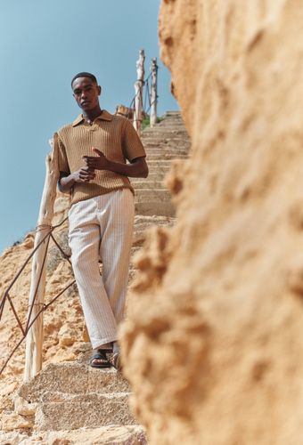 Pantalon taille élastiquée en lin et coton - MONOPRIX - Modalova