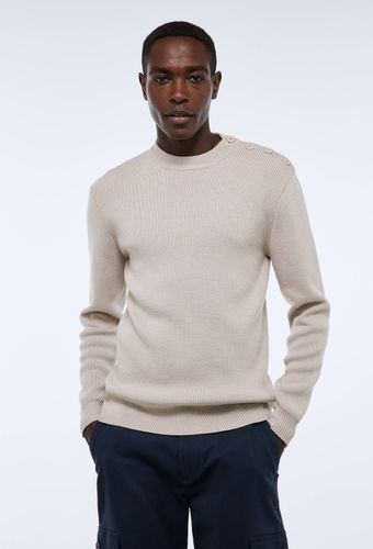 Pull col rond boutonné contenant de la laine - MONOPRIX - Modalova