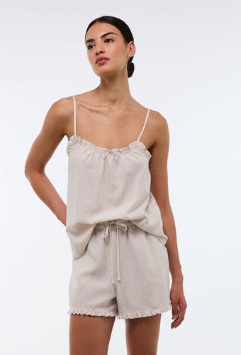 Pyjashort rayé en viscose et lin - MONOPRIX - Modalova
