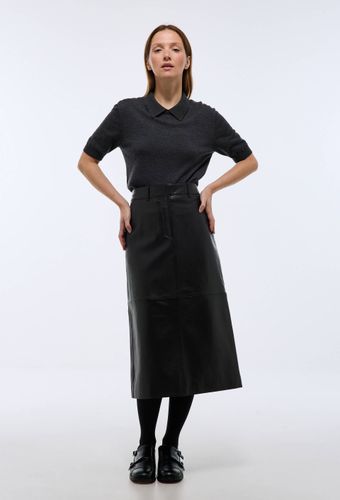 Jupe midi en cuir - MONOPRIX PREMIUM - Modalova