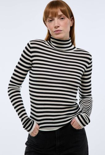 Pull col roulé à côtes uni en laine - MONOPRIX - Modalova