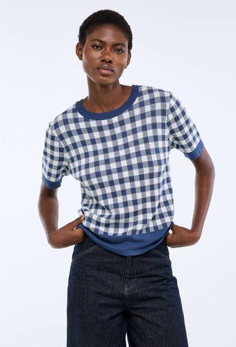 Pull manches courtes motif vichy - MONOPRIX - Modalova